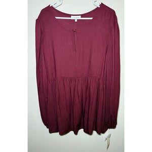 NWT Motherhood Maternity Sz XXL Zinfandel Long Sleeve Keyhole Woven Blouse